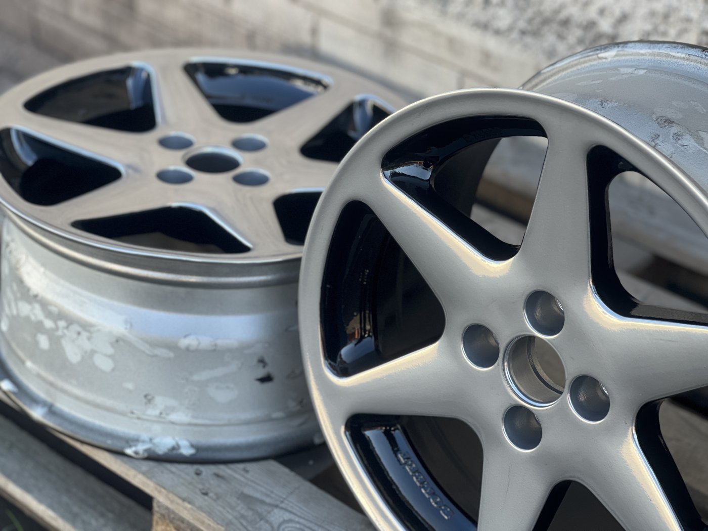 Zweifarbe felgenreparatur Schwarz Und chrom